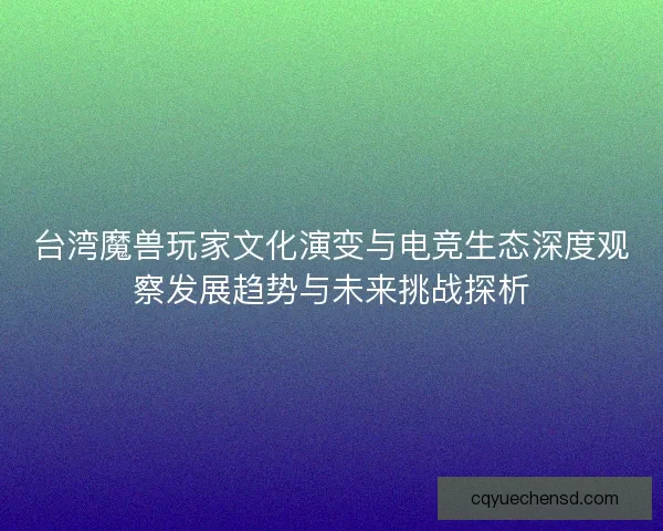 台湾魔兽玩家文化演变与电竞生态深度观察发展趋势与未来挑战探析