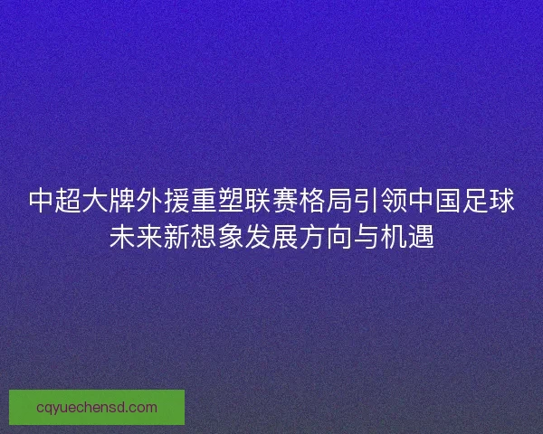 中超大牌外援重塑联赛格局引领中国足球未来新想象发展方向与机遇
