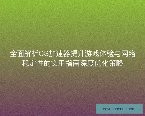 全面解析CS加速器提升游戏体验与网络稳定性的实用指南深度优化策略