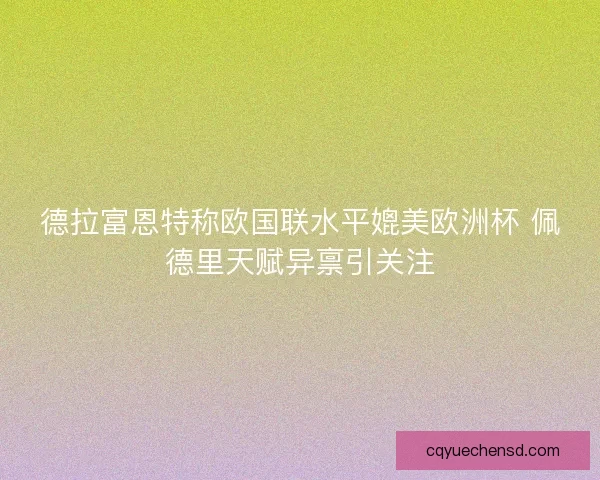 德拉富恩特称欧国联水平媲美欧洲杯 佩德里天赋异禀引关注